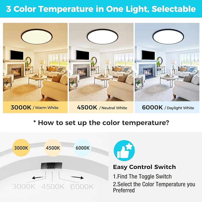 libtit 20 Inch LED Ceiling Light, 4200LM 35W Large & Bright Flush Mount - Image 2