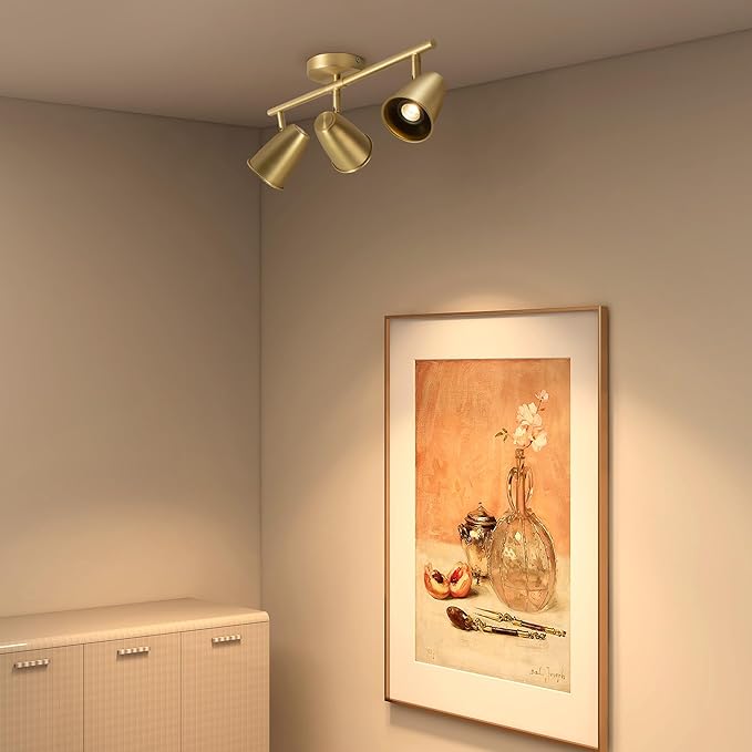Aisilan LED 3-Light Track Lighting Fixtures Ceiling, Brushed Gold GU10 Track - Image 6