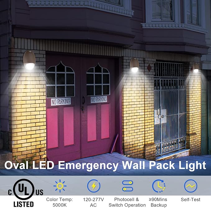 LED Emergency Light with Battery Backup Photocell Sensor, Self Test Diagnostics - Image 2
