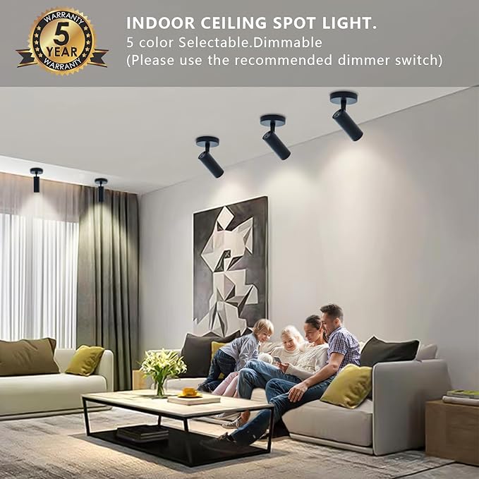 Spotlight 3 Pack 12W Spot Light Indoor 5CCT 2700K-6000K Selectable Dimmable LED - Image 2
