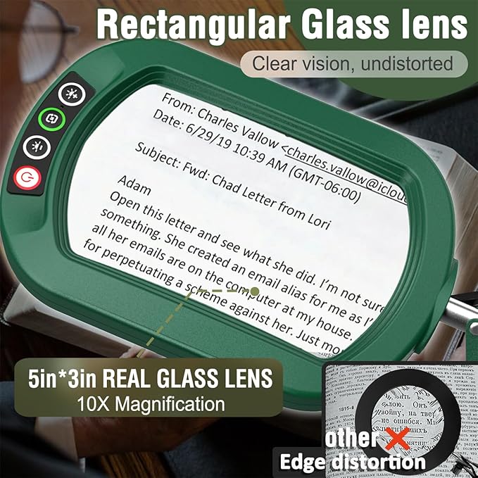 Veemagni 10X Rectangle Magnifying Glass - Image 2