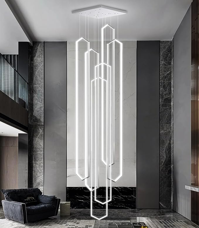 6 Rings Large Chandelier for Staircase Modern High Ceiling Chandelier LED by Dolria
