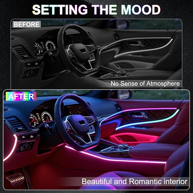 Dreamcolor Acrylic Interior Car LED Strip Lights, 10 in 1 Ambient Lighting Kit - Image 2