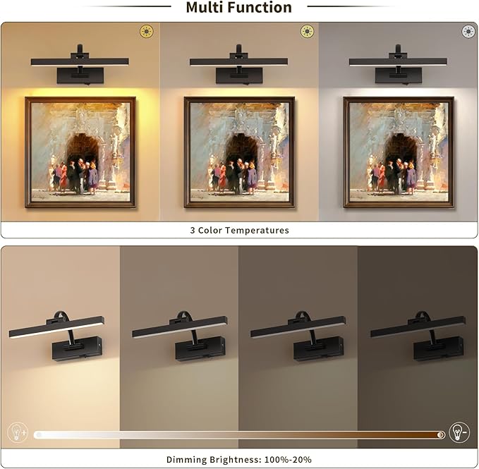Picture Lights for Wall Battery Operated, Wireless Black Art Lighting for - Image 2