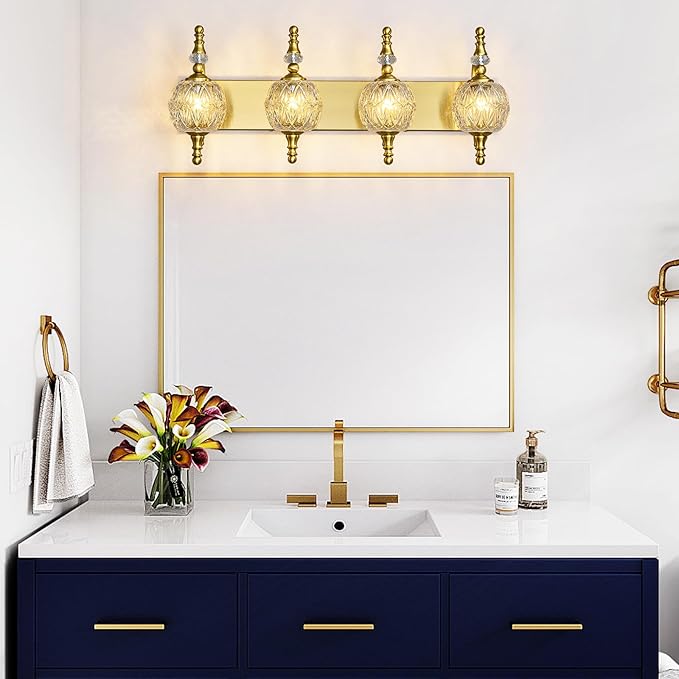 Modern Crystal Bathroom Vanity Lights Fixtures Over Mirror Gold Vintage - Image 6