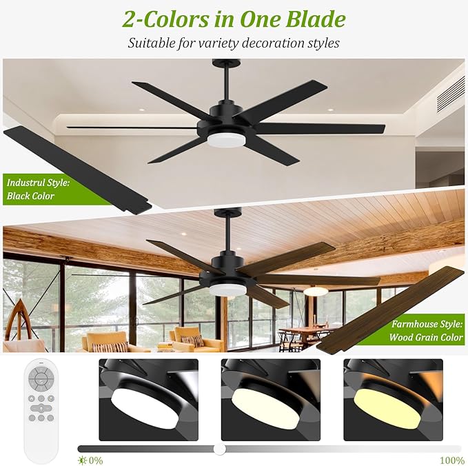 64 inch Ceiling Fans with Lights and Remote&APP, Industrial Ceiling Fan - Image 6