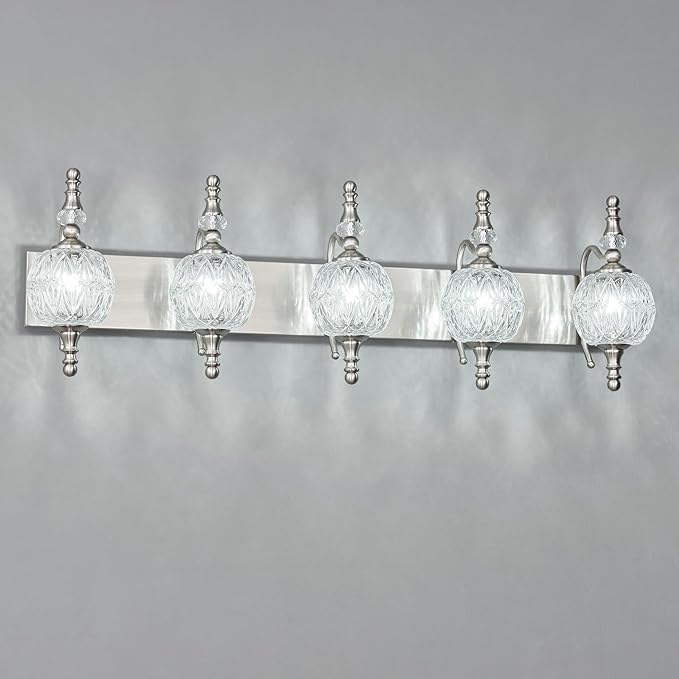 Modern Crystal Bathroom Vanity Lights Fixtures Over Mirror Brushed Nickel - Image 8