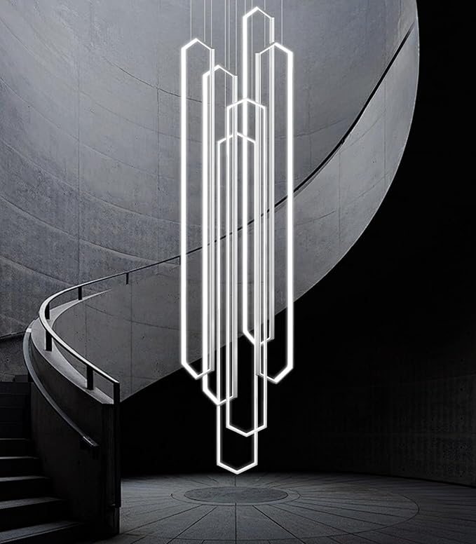 6 Rings Large Chandelier for Staircase Modern High Ceiling Chandelier LED - Image 5