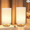 Small Bedside Table Lamp for Bedroom set of 2, Minimalist Wood Base & Round by UCHENTON