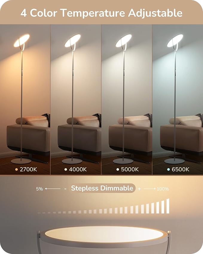 EDISHINE 76" Tall Floor Lamp, 28W 2500LM Bright LED Lights - Image 4