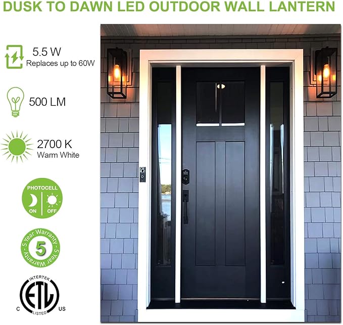 hykolity Large Size Dusk to Dawn Outdoor Wall Lanterns, 18 Inch Outdoor Wall - Image 6