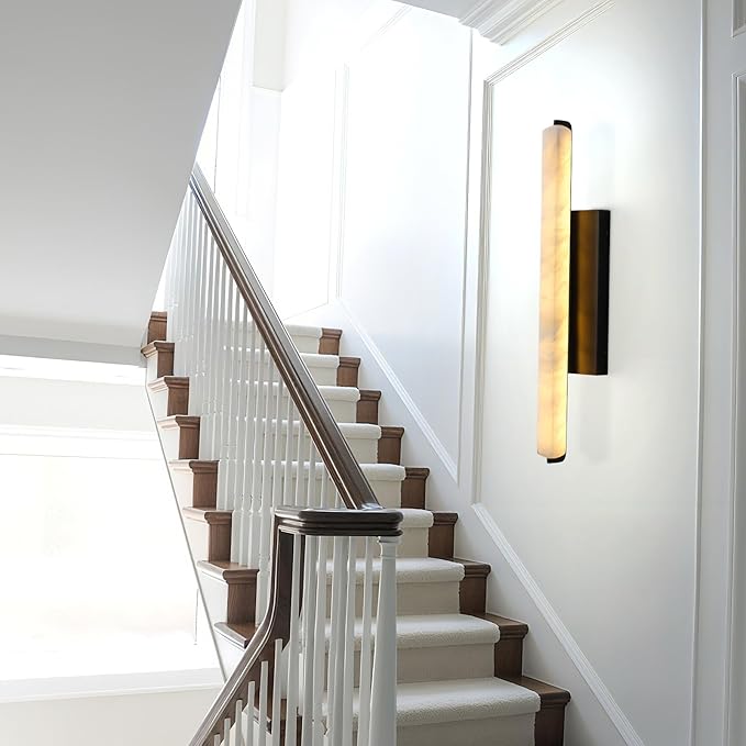 Alabaster Wall Sconces Set of Two, 25in Black Alabaster Sconce, Modern Spanish - Image 7