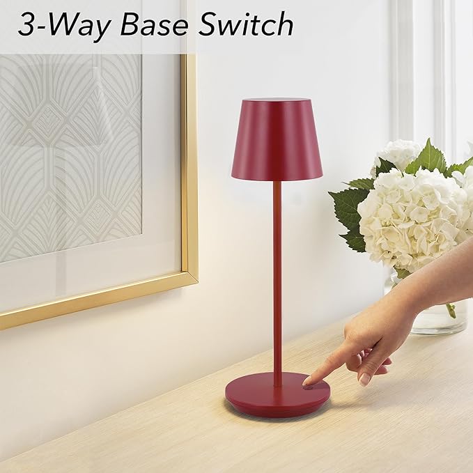 Generation Lighting Mena Accent Rechargeable Table Lamp – 14.5” Dark Red Steel - Image 6