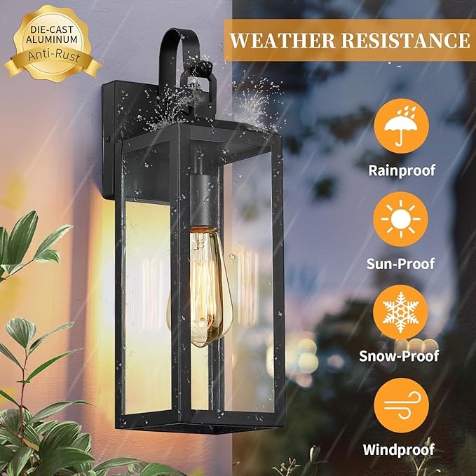 16'' Large Dusk to Dawn Outdoor Lighting 2 Packs, Modern Outdoor Lanterns - Image 5