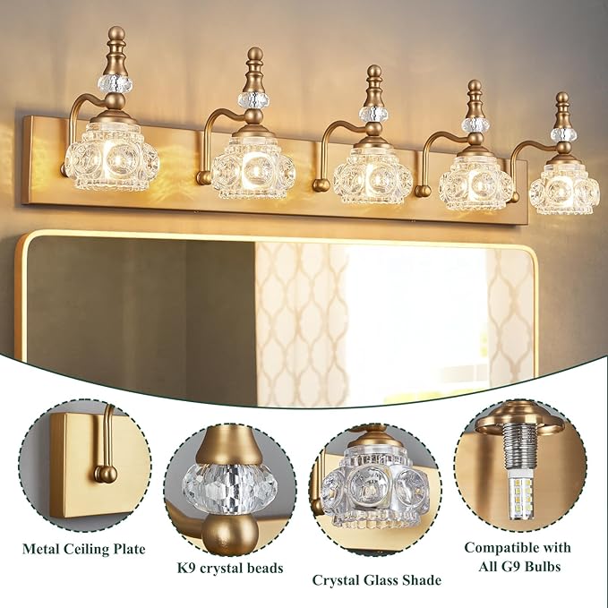 Modern Glass Crystal Vanity Light - Image 3
