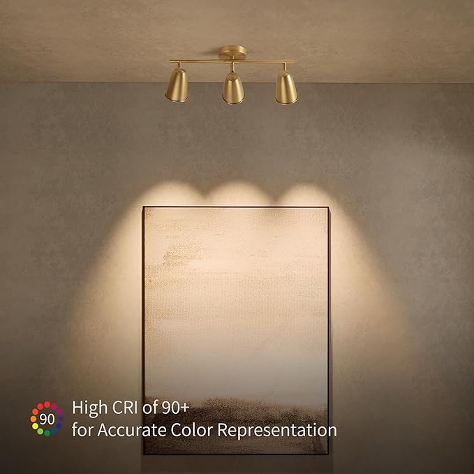 Aisilan LED 3-Light Track Lighting Fixtures Ceiling, Brushed Gold GU10 Track - Image 2