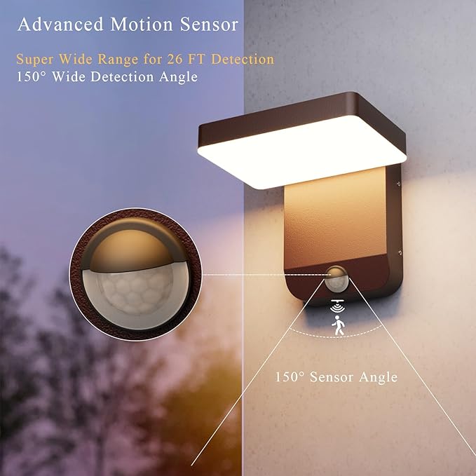 Motion Sensor Outdoor Light, Bronze LED 24W Exterior Motion Porch Light Modern - Image 3
