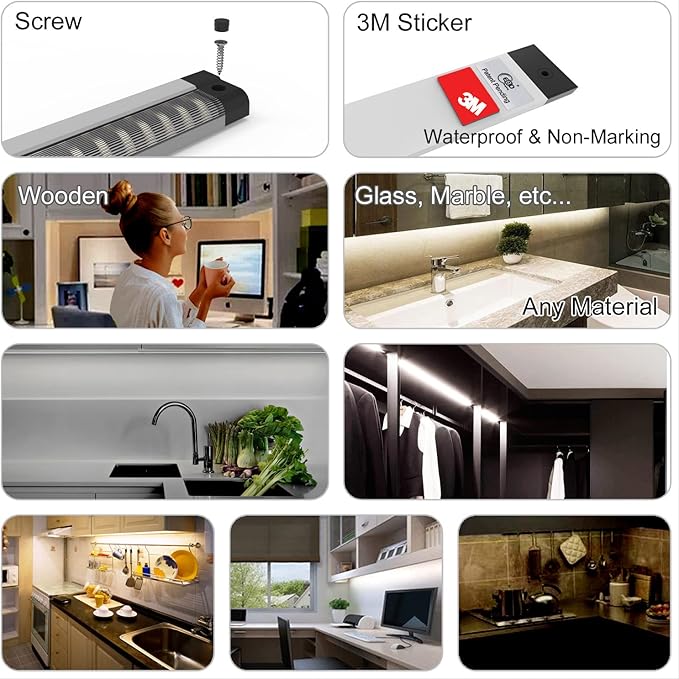 LED Under Cabinet Lighting Touch cabinet light Built-in Adjustable Cable No - Image 4