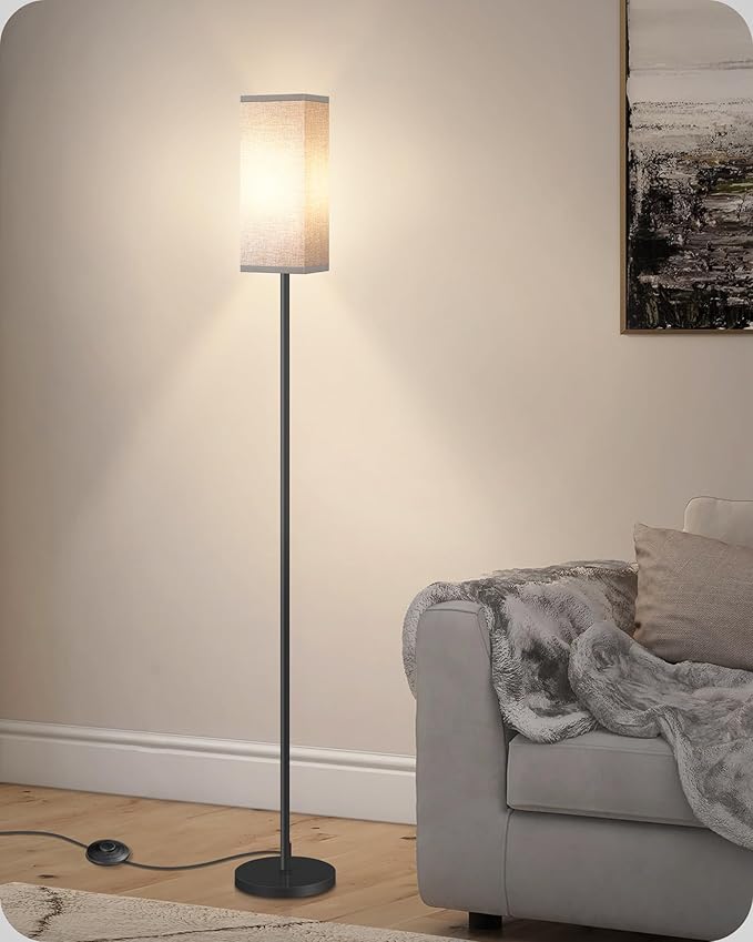 Floor Lamp, Pole Lamp with Foot Switch, Modern Standing Lamp Lampshade - Image 2