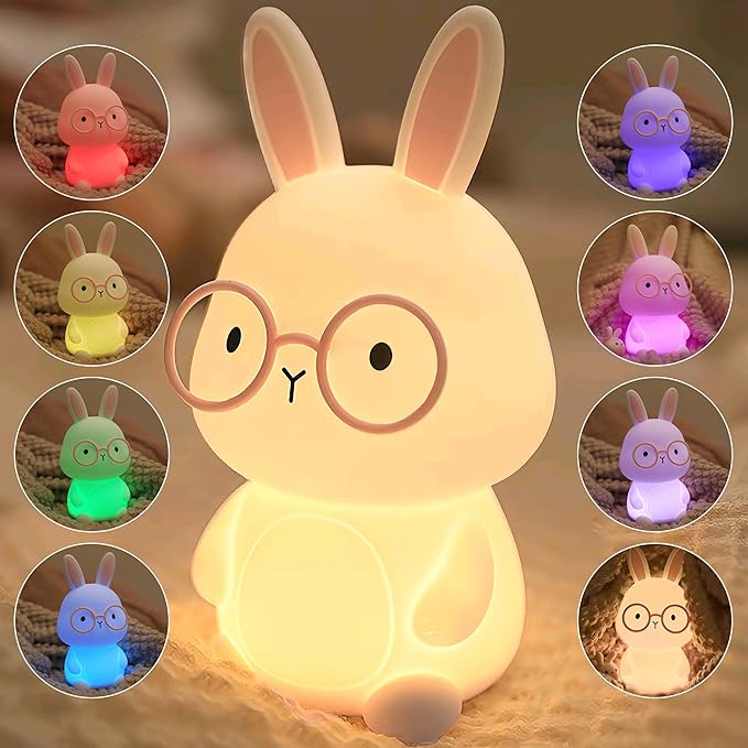 Bunny Night Light, Rabbit Lamp for Kids, Rechargeable LED Nightlight for Easter by FAMIDUO-BrightenYourLife