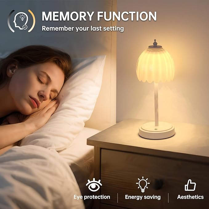 Tulip Table Lamp with 5200mAh Battery & Touch Control, Cordless Small Table - Image 5