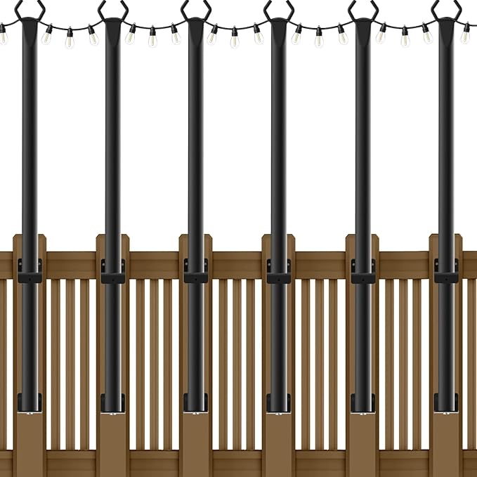 6 Pack String Light Poles, 5Ft Metal Poles by NUERPO