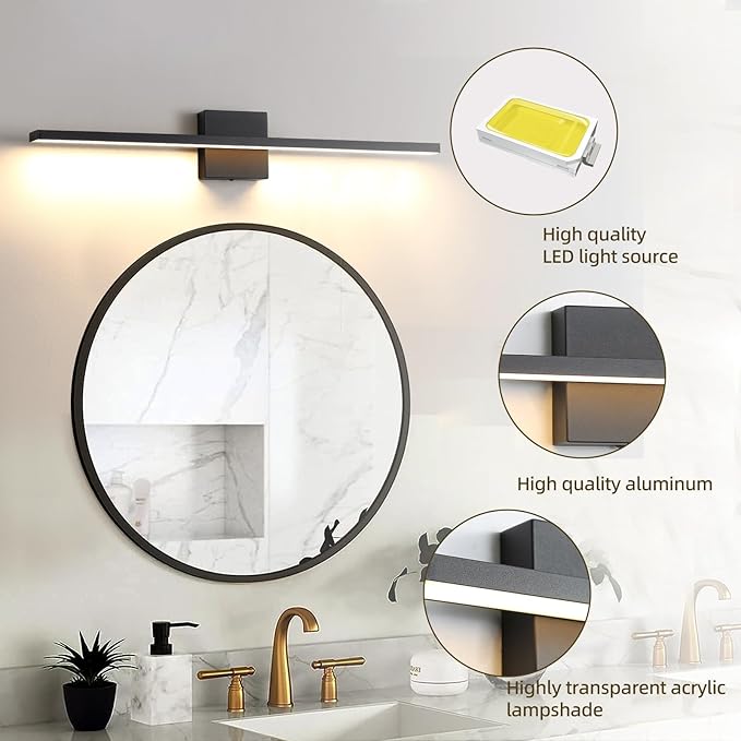 Bathroom Light Fixtures Over Mirror, 36 Inch Black Bathroom Vanity Light - Image 4