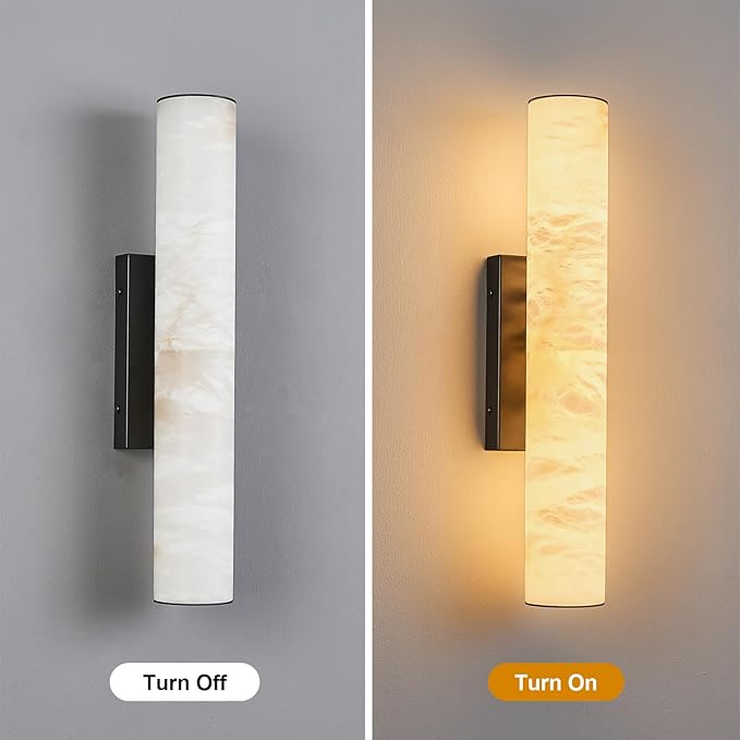 LMQNINE Natural Alabaster Wall Sconces Set of Two Spanish Marble Wall Light - Image 6