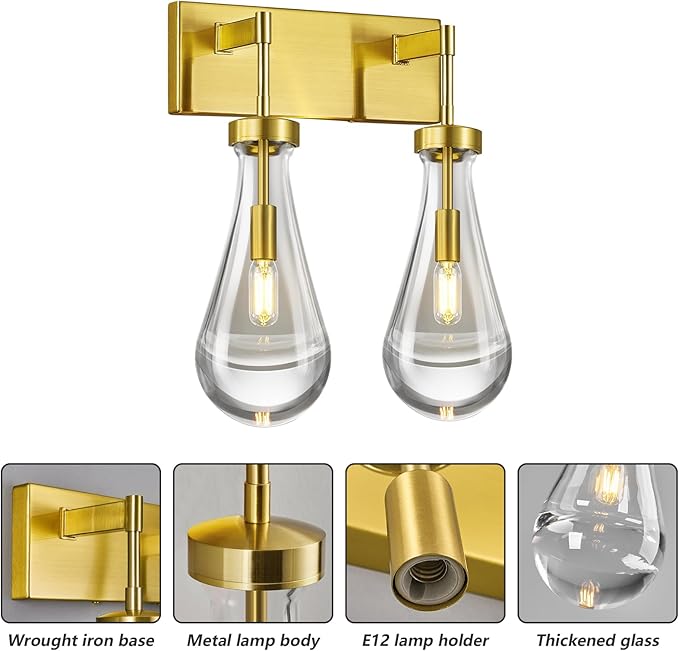 Raindrop Wall Sconces Gold Crystal Sconces Wall Decor Modern Lighting Glass - Image 6
