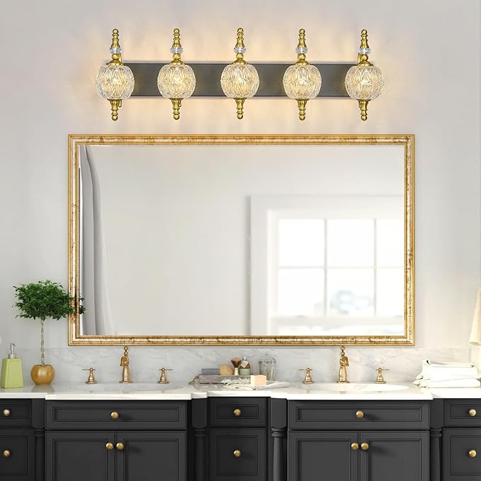 Modern Crystal Bathroom Vanity Lights Fixtures Over Mirror Black Gold Vintage - Image 7