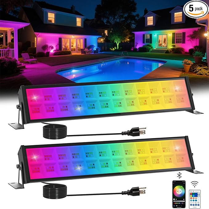 T-SUN 60W RGBCW LED Wall Washer Lights, Dimmable Waterproof Music Sync Light by T-SUN