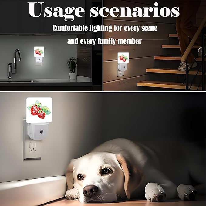 Watercolor Cute Strawberry Night Light, Plug Into Wall - Image 6