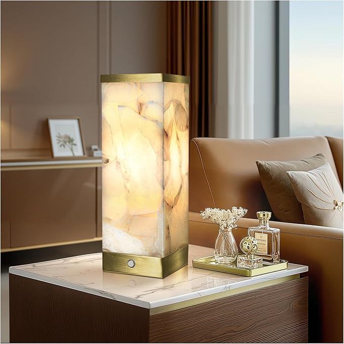 Scenekoy Alabaster Rechargeable Table Lamp by SCENEKOY
