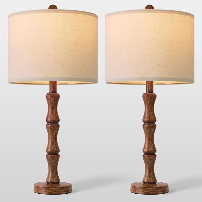 BOBOMOMO 25" Rustic Table Lamps Set of 2, Farmhouse Nightstand Lamps - Image 6