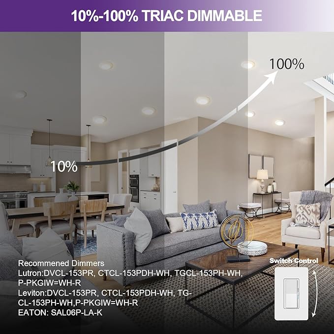 LED Disk Lights 6 Inch, 15W Surface Mount LED Ceiling Light 1050LM, Flush Mount - Image 7