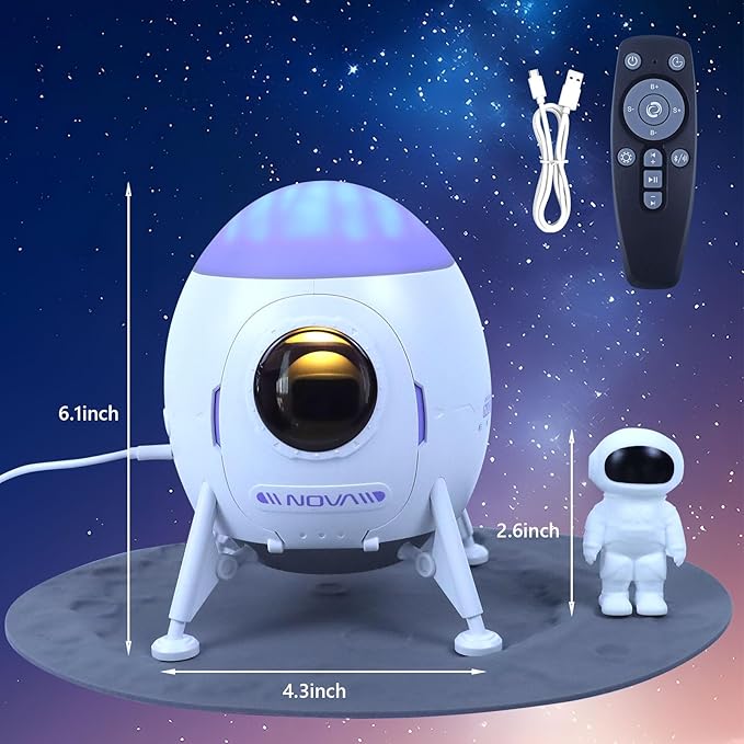 Lander Astronaut Projector Night Light, Built-in Speaker Space Man Buddy LED - Image 6