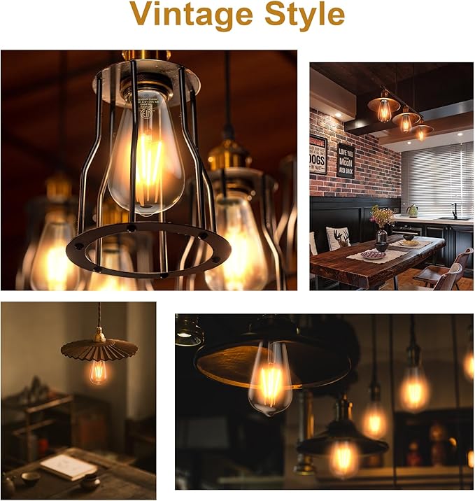 ASOKO ST58 Antique LED Filament Light Bulbs, LED Dimmable Edison Light Bulbs 4W - Image 7