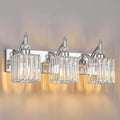Modern Bathroom Vanity Light 3-Light Chrome Crystal Light Fixtures Over Mirror by BBLLWJ