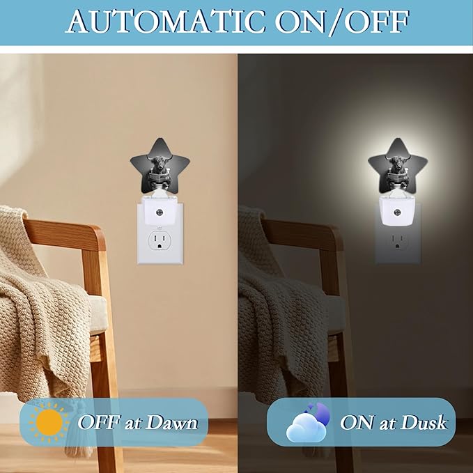 Funny Dark Highland Cow Night Light, Plug-in Wall Led Night Lights Decor - Image 5