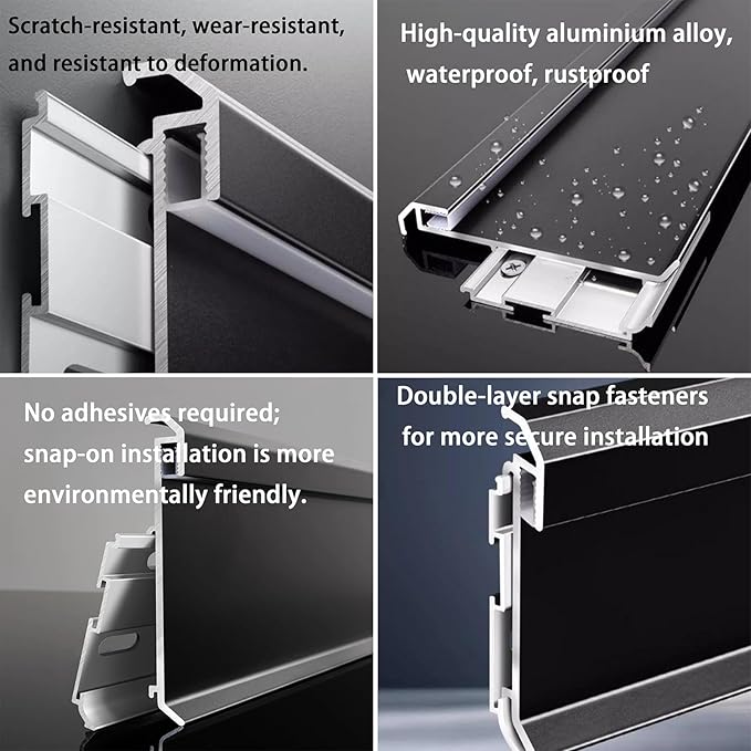 22 Pack LED Aluminum Metal Baseboard Trim 80 x 2500mm 3.15” x 8.2’ Total 180.4 - Image 4
