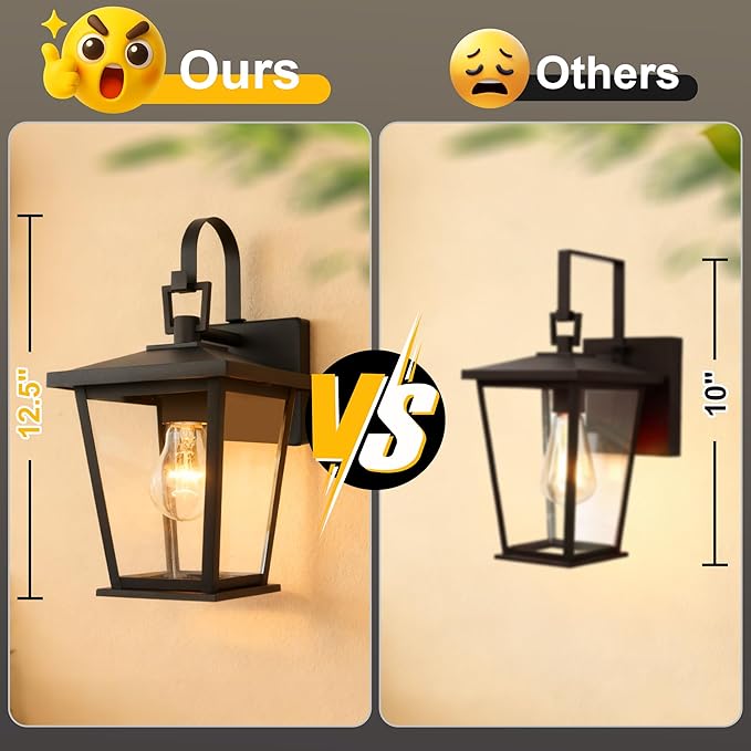 Kalium Outdoor Wall Lantern 2 Pack, Waterproof Exterior Wall Mount Light - Image 5