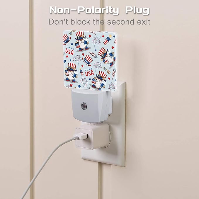 Cute American Patriotic Gnomes Night Light Plug into Wall, USA Flag Love USA - Image 3