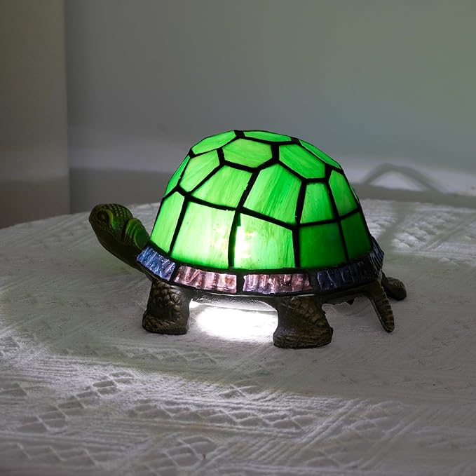 Tiffany Style Turtle Table Lamp Green Stained Glass Lamp Kids Children Animal - Image 4