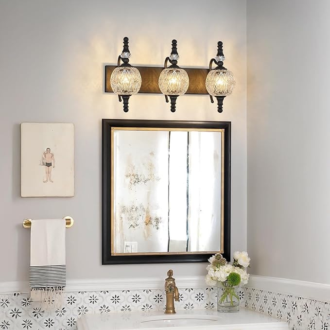 Modern Crystal Bathroom Vanity Lights Fixtures Over Mirror Black Vintage - Image 7