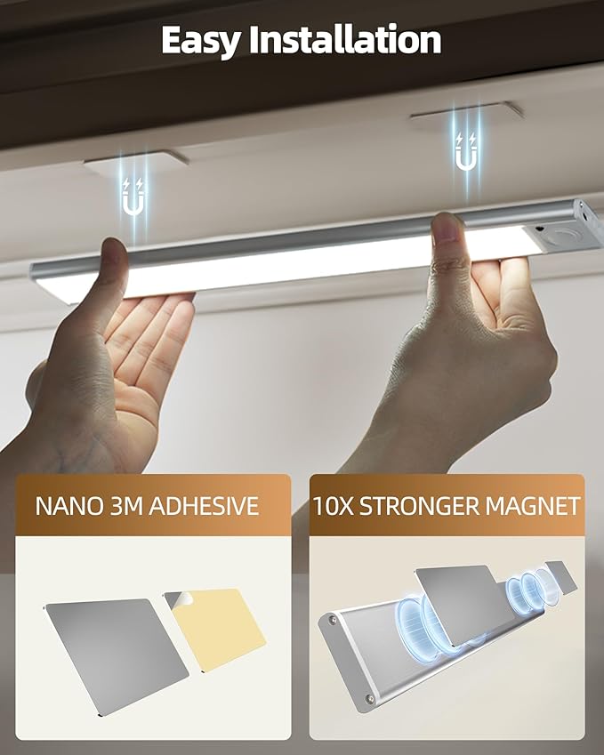 6Pack 16inch Under Cabinet Lighting, Rechargeable Motion Sensor Light Wireless - Image 8