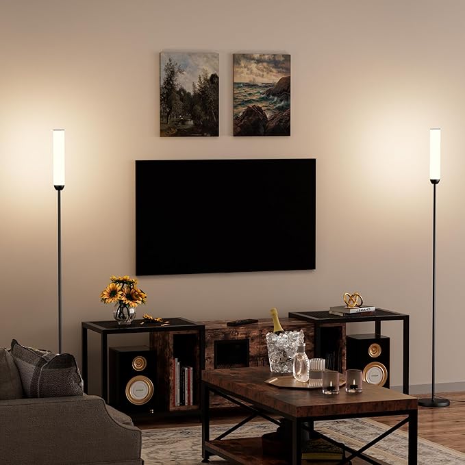 Ambimall LED Floor Lamp with Remote Control Set of 2, Tall Lamp with Foot Switch - Image 4
