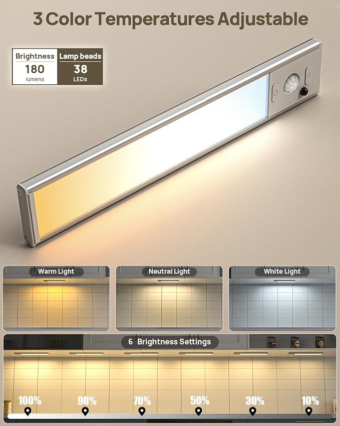 Under Cabinet Lights with Remote Control, USB Rechargeable LED Motion Sensor - Image 5