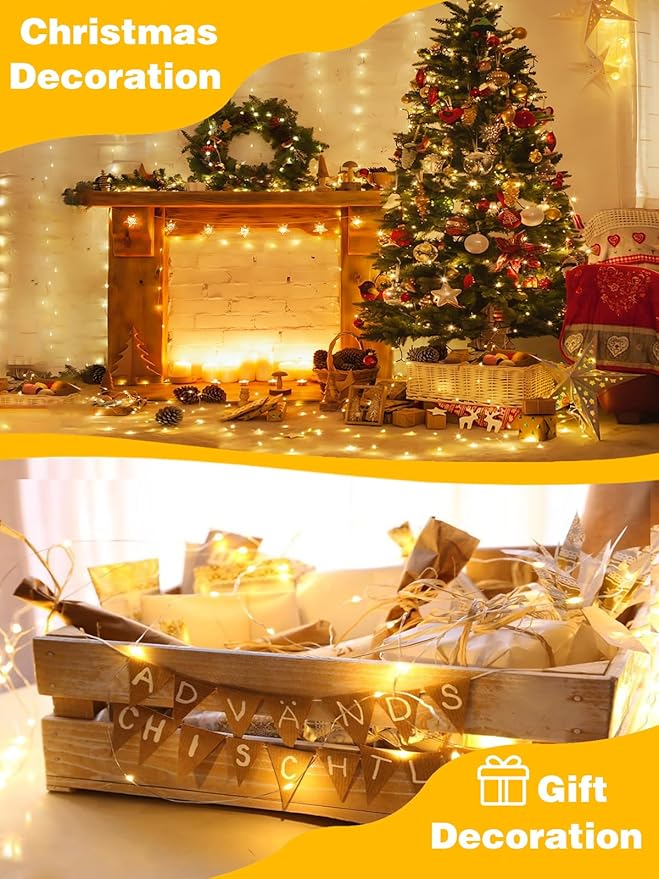 2 Pack 60 LED Christmas Fairy Lights Battery Operated - Image 6