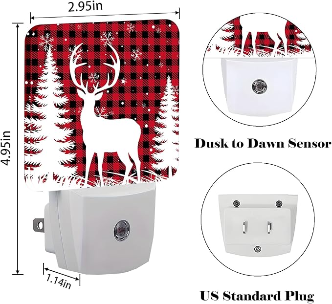 Silhouette Christmas Elk Night Light, Plug Into Wall Decor - Image 2
