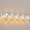 Crystal Vanity Lights Chrome 5 Light Bathroom Light Fixtures Over Mirror Modern by BBLLWJ